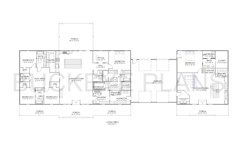 Mother In Law Suite Barndominium Floor Plan with Framing Plans and Elevations image 5