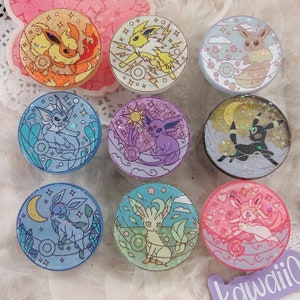 Handmade, hand painted,  poke phone accessory, anime eeveelutions Eevee flareon jolteon Vaporeon umbreon espeon leafeon glaceon Sylveon