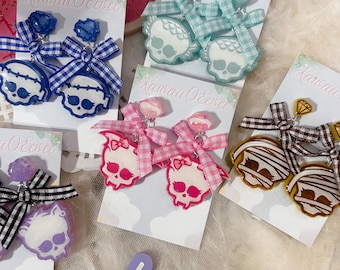 Monster girl stud bow earrings, MH drac Frankie ghoulia Cleo claw lago