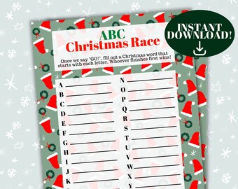 ABC Christmas Race Printable – Family Alphabet Game (Instant Download)