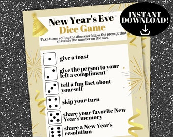 New Year's Eve Dice Game, Roll and Tell (Instant Download)