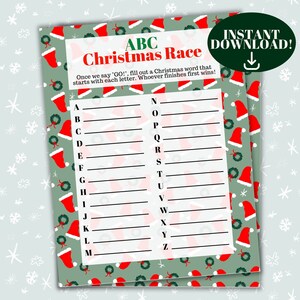 ABC Christmas Race Printable - Instant Download, Printable Christmas Activity for Families, Alphabet Game, A-Z Game