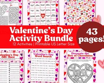 Valentine's Day Activity Bundle, Games and Puzzles (Digital Download)