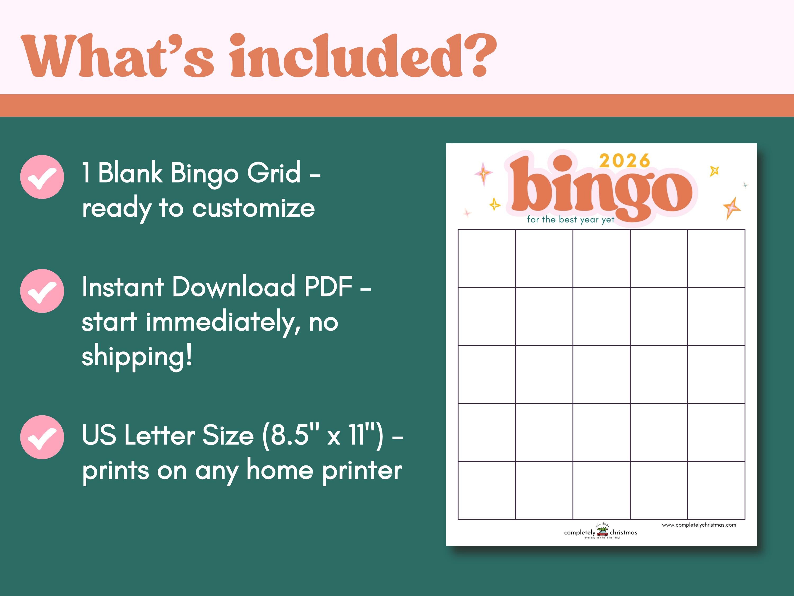 Blank 2026 Bingo Grid Template | Customizable Goal Setting & Resolution ...