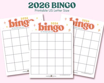 Blank 2026 Bingo Grid Template | Customizable Goal Setting & Resolution Tracker | DIY Vision Board | Instant Download