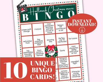 Hallmark Christmas Movie Bingo Game, 10 Unique Cards (PDF)