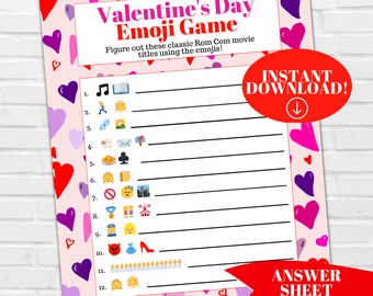 Valentine's Rom Com Movie Emoji Pictionary Game (Digital Download)