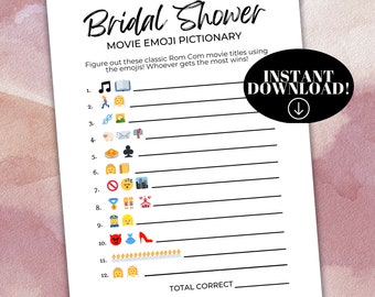 Bridal Shower Rom Com Emoji Pictionary Game (PDF Printable)