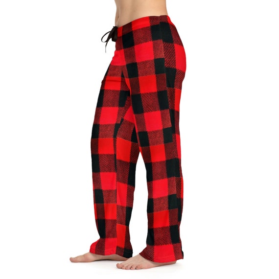 Red Black Plaid Women's Pajama Pants Red Checkered Pjs , Red Pj