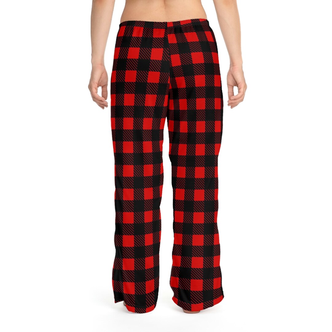 Womens black and shop red plaid pajama pants