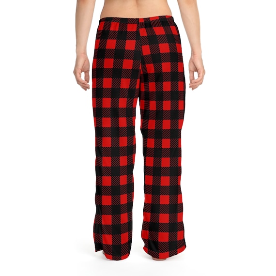 Red Black Plaid Women's Pajama Pants, Red Checkered Pjs, Red Pj  Bottomswomen's Sleep Pantsred Pj Bottoms 