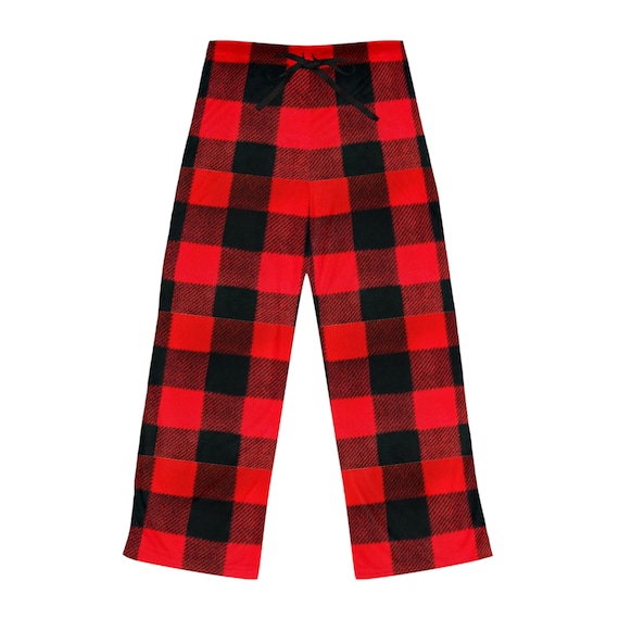 Red Black Plaid Women's Pajama Pants Red Checkered Pjs , Red Pj