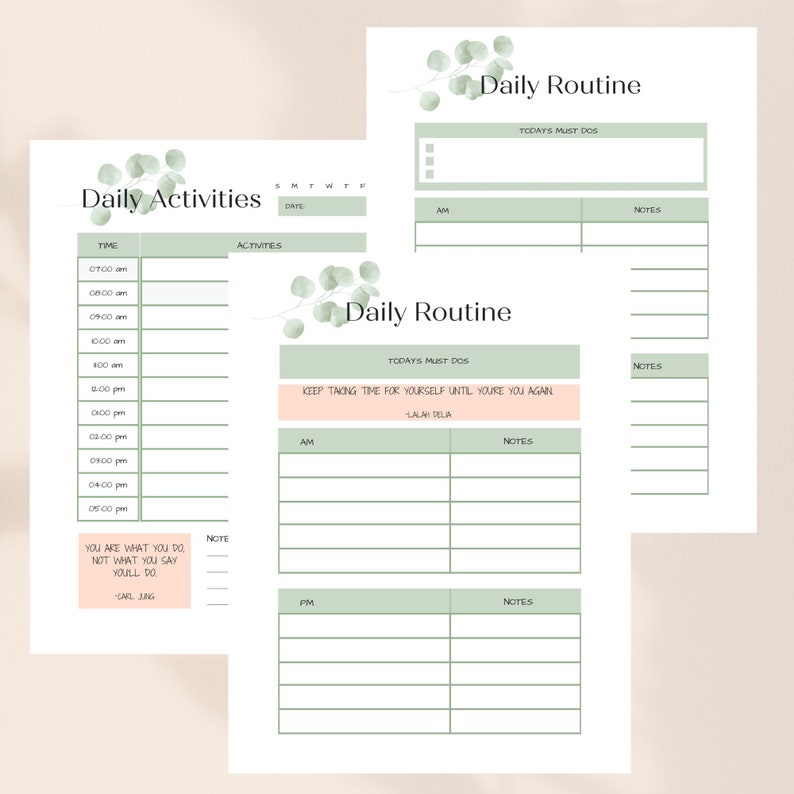 PRINTABLE DAILY PLANNER. Printable Lifestyle Planner. Simple, Pretty ...