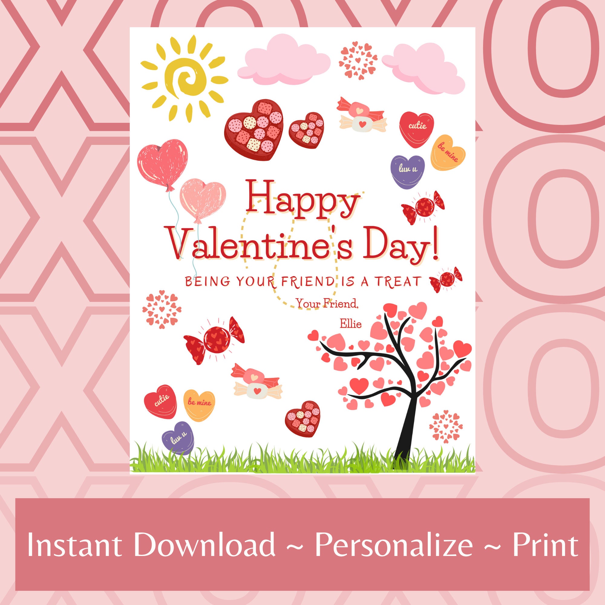 Editable Valentine's Cards. Printable, Personalized Valentine's Day Cards. Editable Valentine's ...