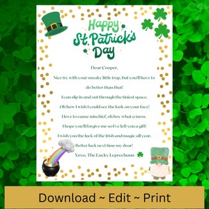 EDITABLE LEPRECHAUN Letter/personalized Leprechaun Note/leprechaun Trap ...