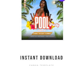 Summer Pool Party Invitation, DIY Event Flyer (Digital Download)
