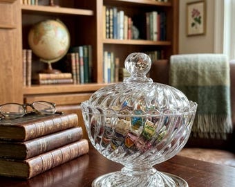 Vintage Baccarat Crystal Bambous Tors Swirl Lidded Candy Dish