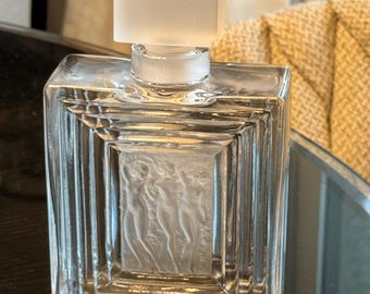 Vintage Lalique France Duncan Crystal Perfume Bottle • Choice of Three Graces No.3 or Two Graces No.2 • Signed Frosted Art Glass Flacon