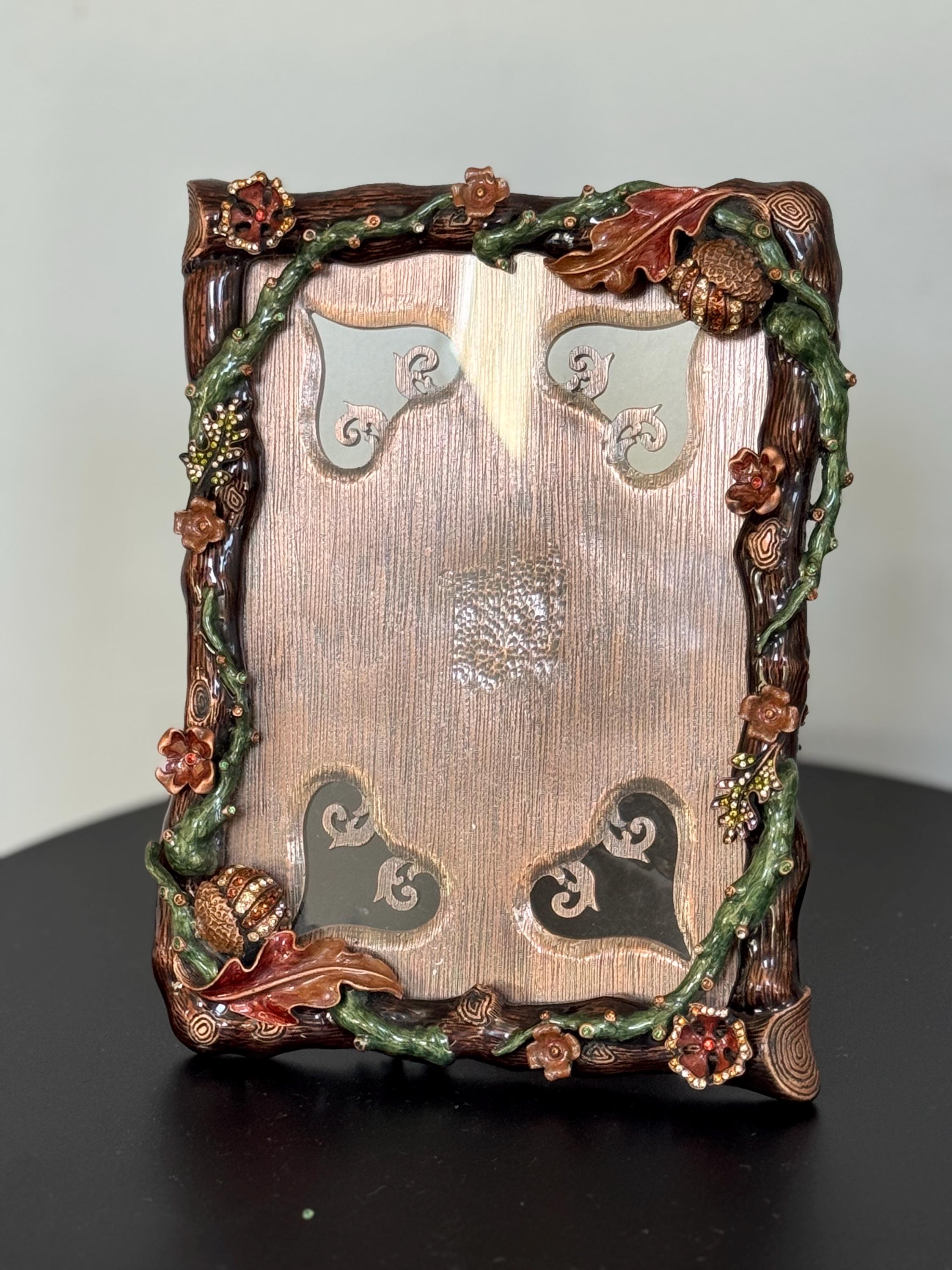 Jay Strongwater Florentino Enamel Swarovski Twig & Acorn Leaf