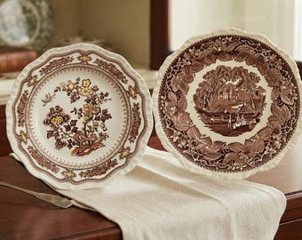 Vintage Mason's England Ironstone Plates, Vista Brown or Manchu Pattern, Choice of Pattern 9" or 10.25"