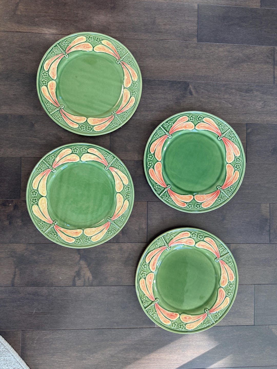 Pick From Set of 4 or 1 Portugal Pink Dragonfly Chop Charger Plate