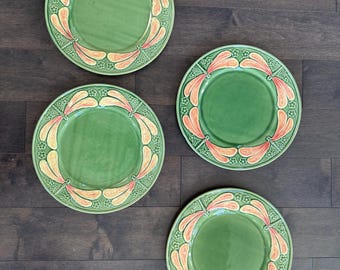 Elija entre un juego de 4 o 1 cargador de chuleta Portugal Pink Dragonfly Plato Bordallo Pinheiro Majolica 12"
