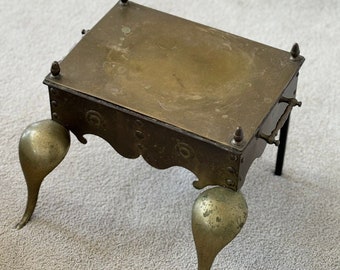 Antique Brass Hearth Fireplace Stool Stepping Footman Teapot Kettle Trivet or Stand