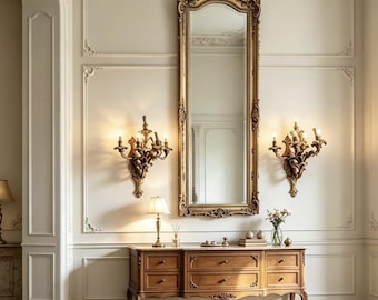 Pair of Vintage Bronze Ornate 5-arm light wall sconce 17"h x 12"w"x13.75"d