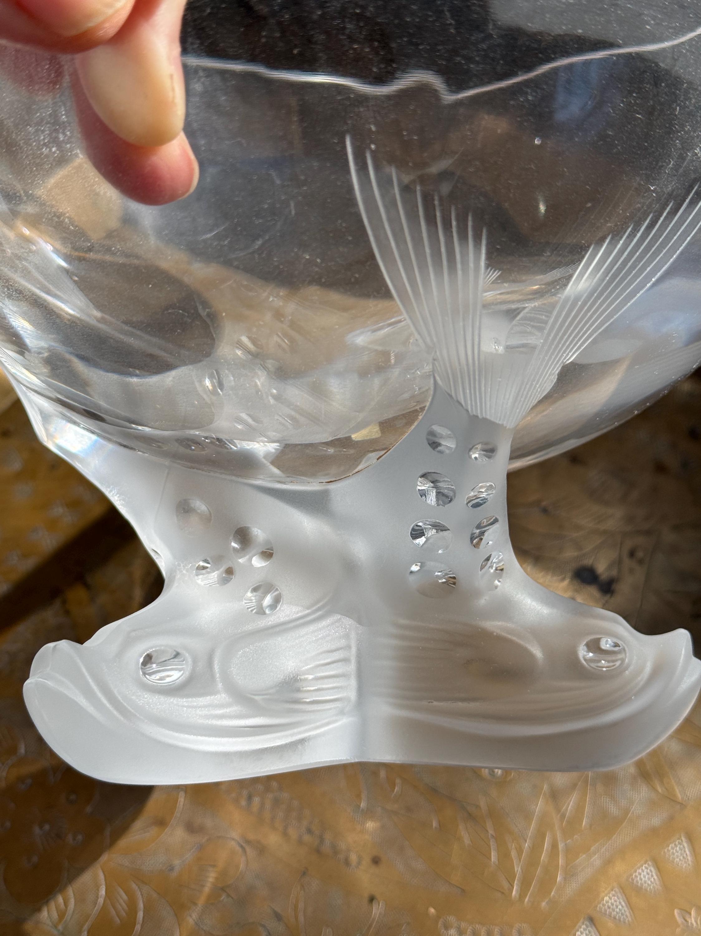 Lalique Igor Crystal Glass Caviar Server Bowl or Serving Dish With
