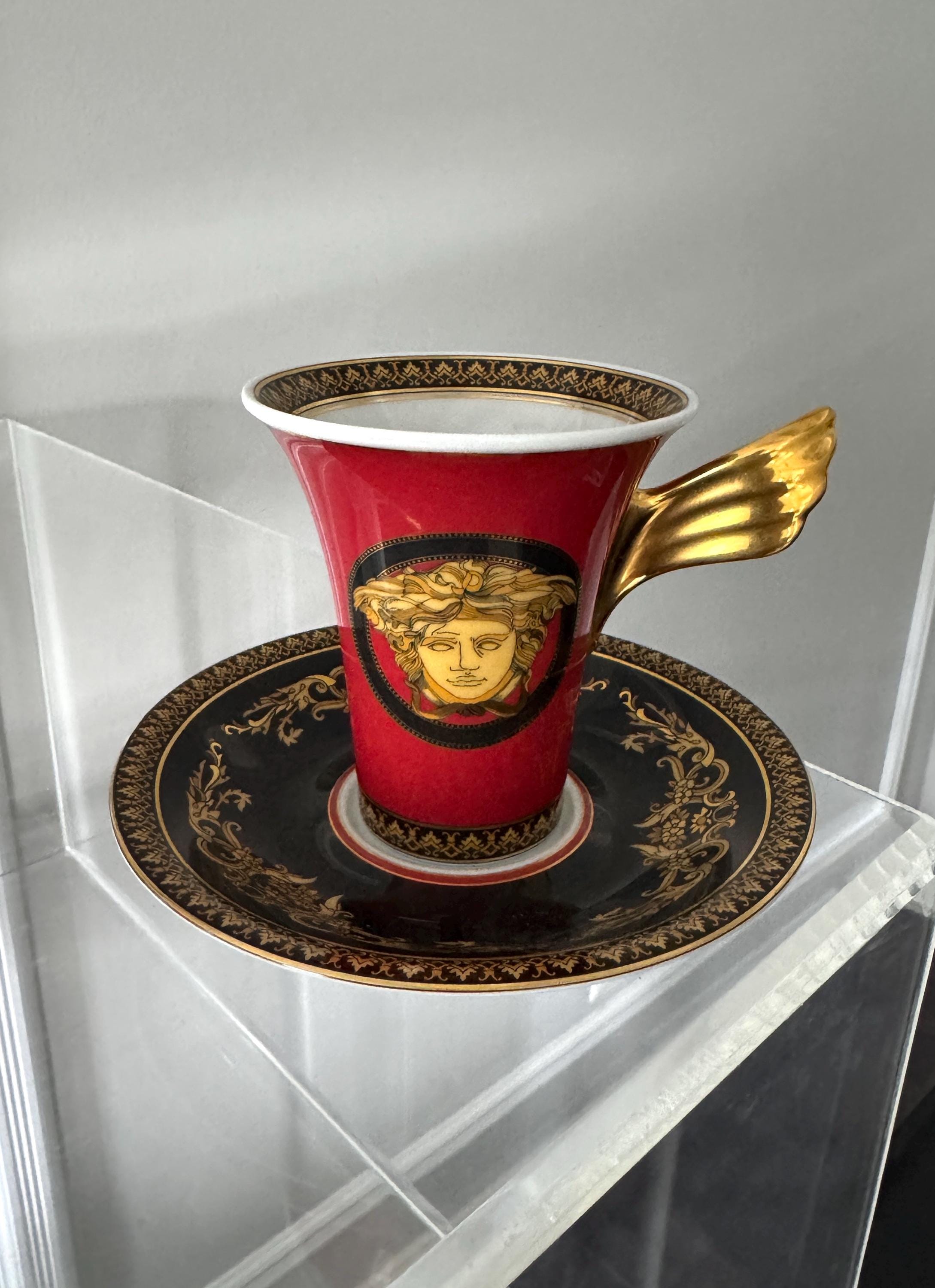 Rosenthal Meets Versace Medusa Coffee Cup and Saucer Set in Red