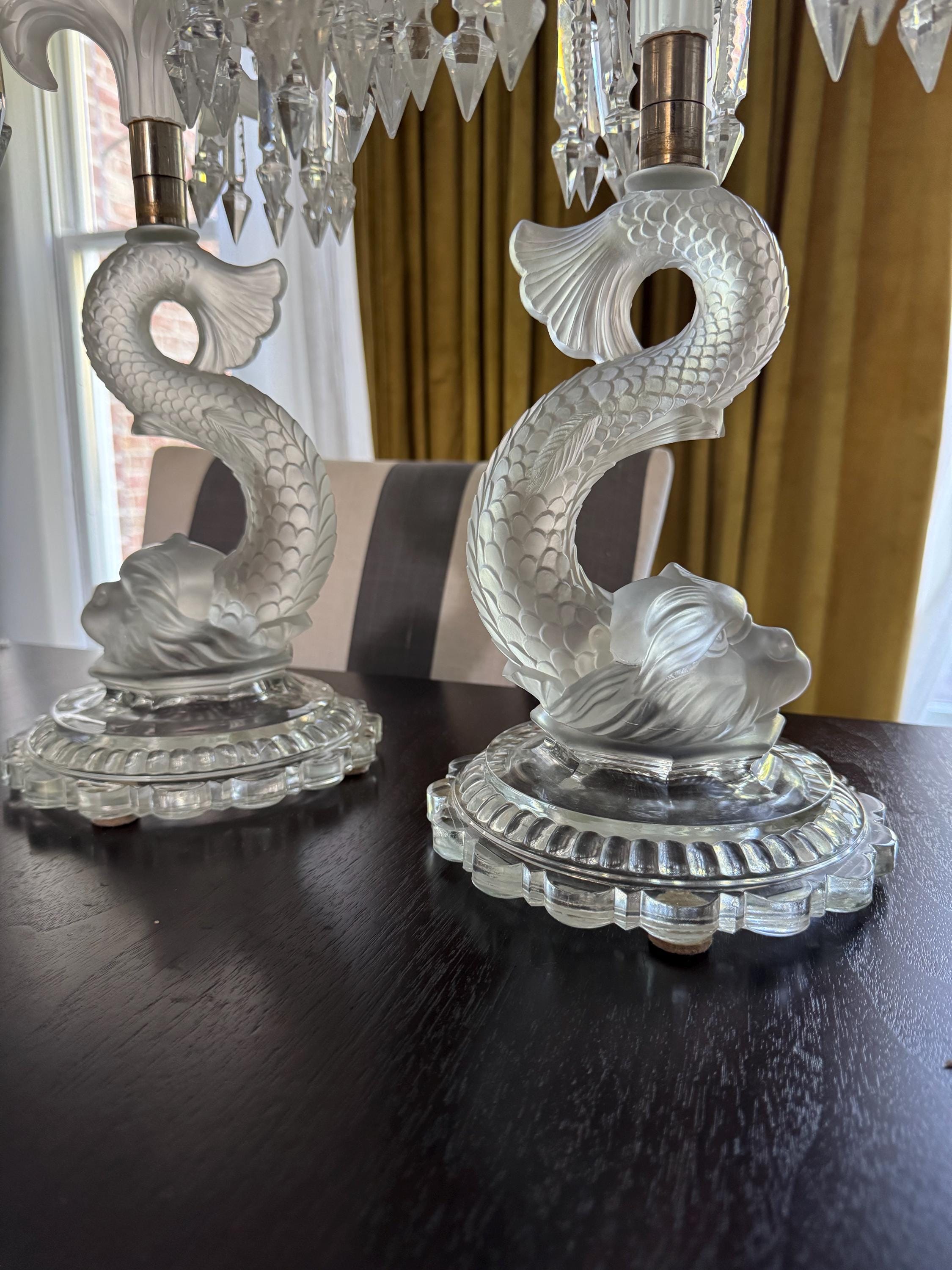 Pair of 19th Century French Baccarat Crystal 4-arm Candelabra