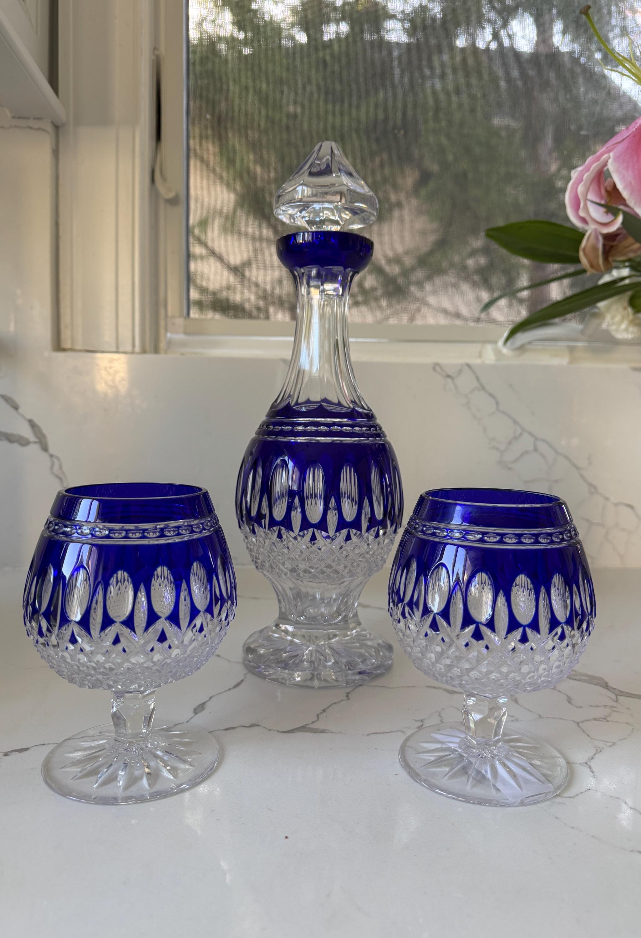 b*c様 ウォーターフォード デキャンタ クリスタル　【45625575】 Waterford Crystal Cobalt Blue Clarendon Balloon Brandy Snifters