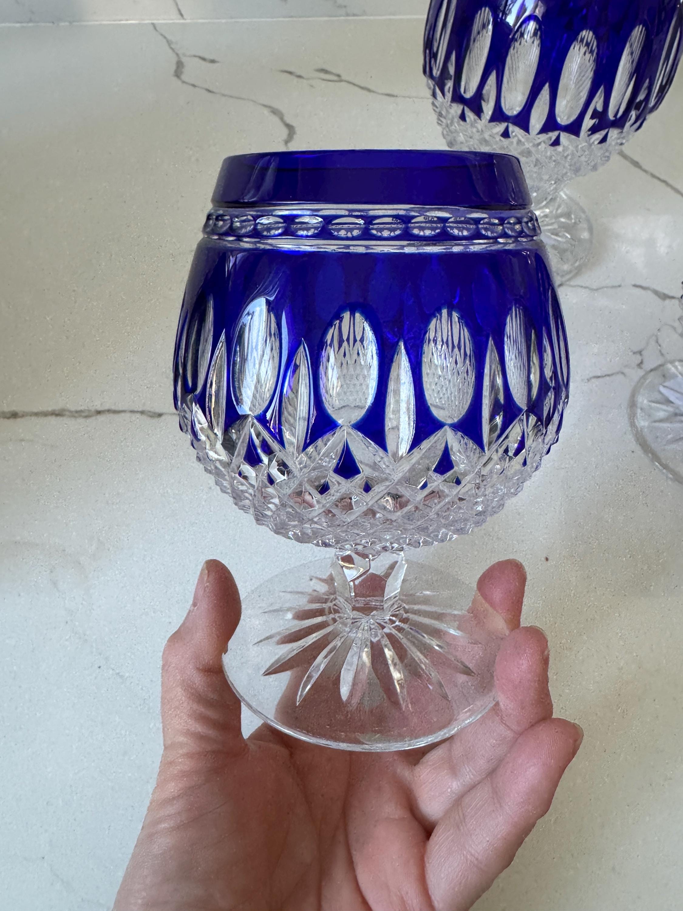 Waterford Crystal Cobalt Blue Clarendon Balloon Brandy Snifters
