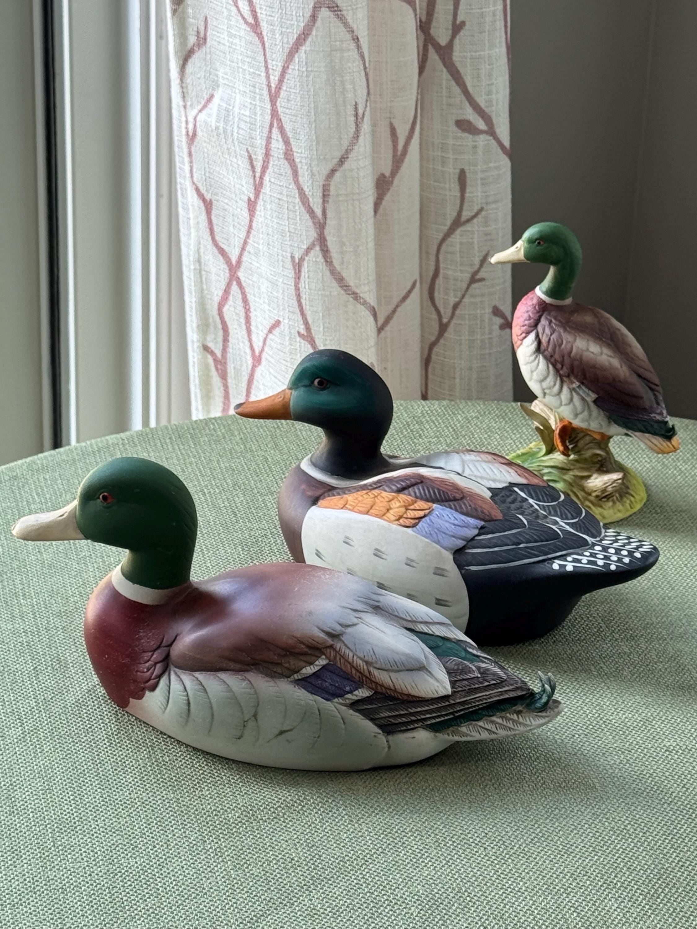 S/3 Vintage Collectible Hand-painted Ceramic Mallard Duck