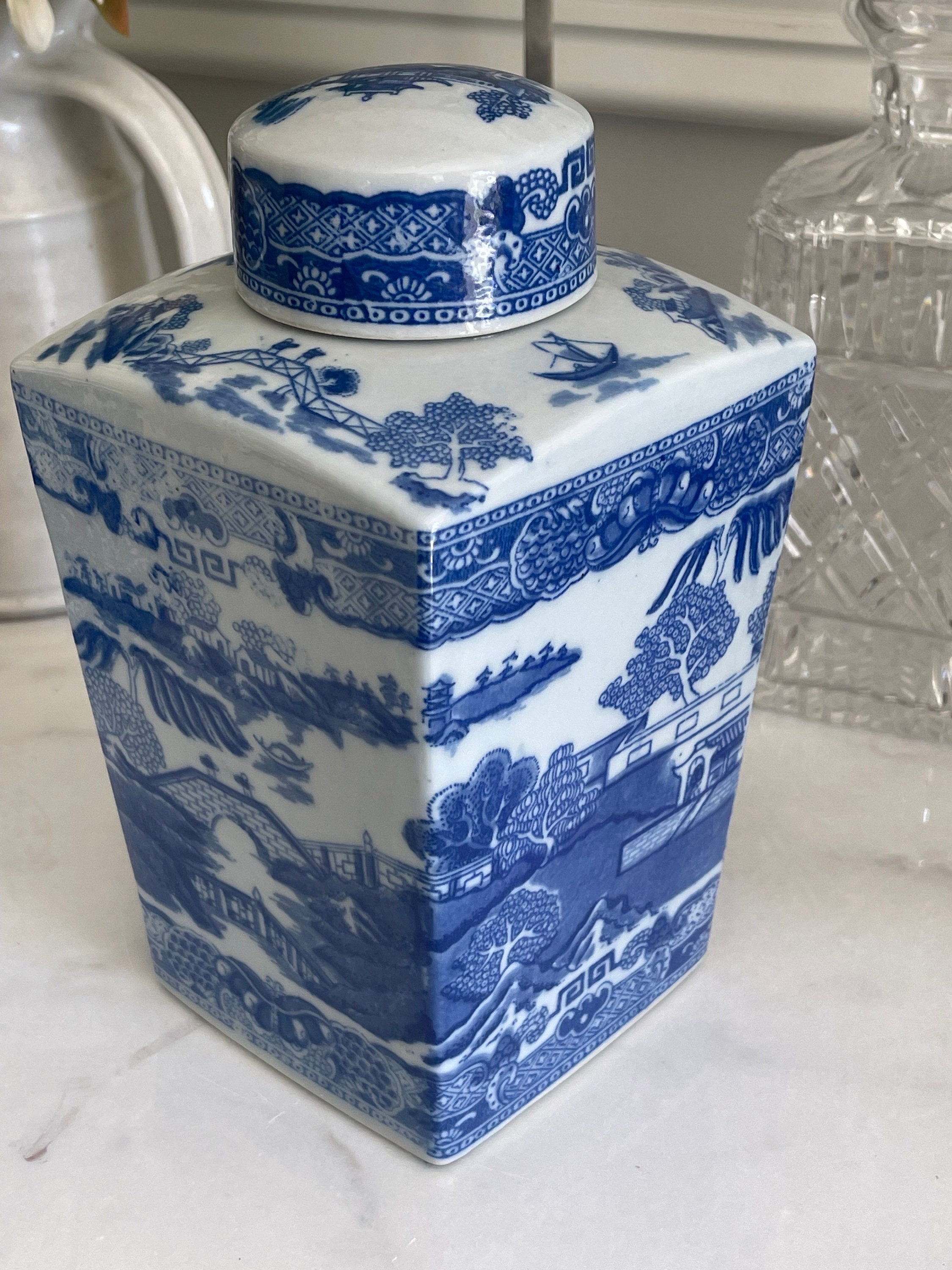 Vintage Blue and White Ringtons Limited Newcastle Tea Blue Willow