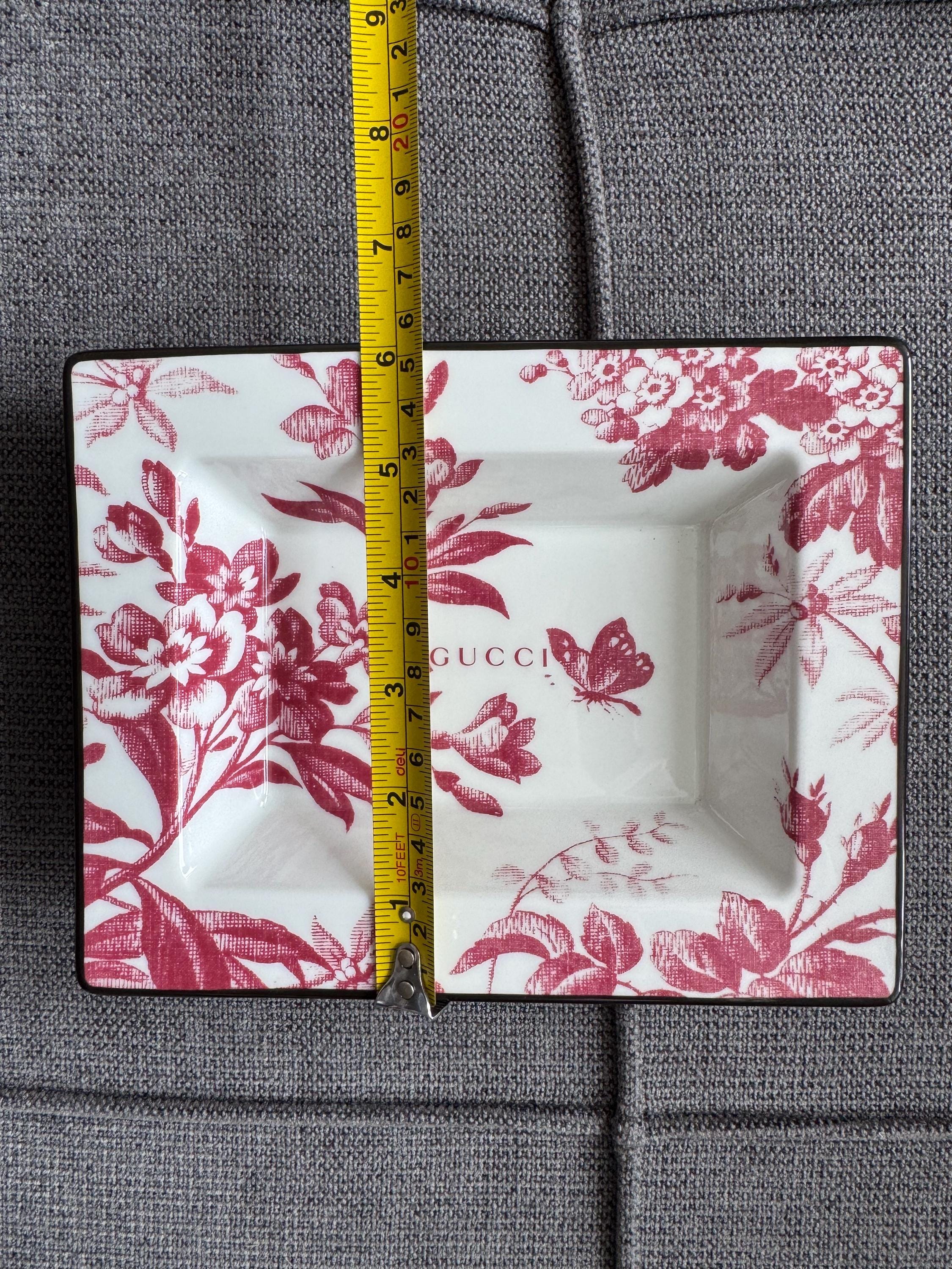 Choice of Gucci Herbarium Print Large Trinket Tray in Pink Cherry
