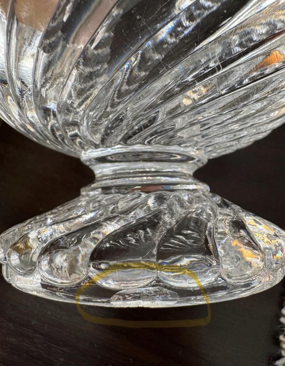 Vintage Marked BACCARAT Depose France Crystal Swirl Two Piece