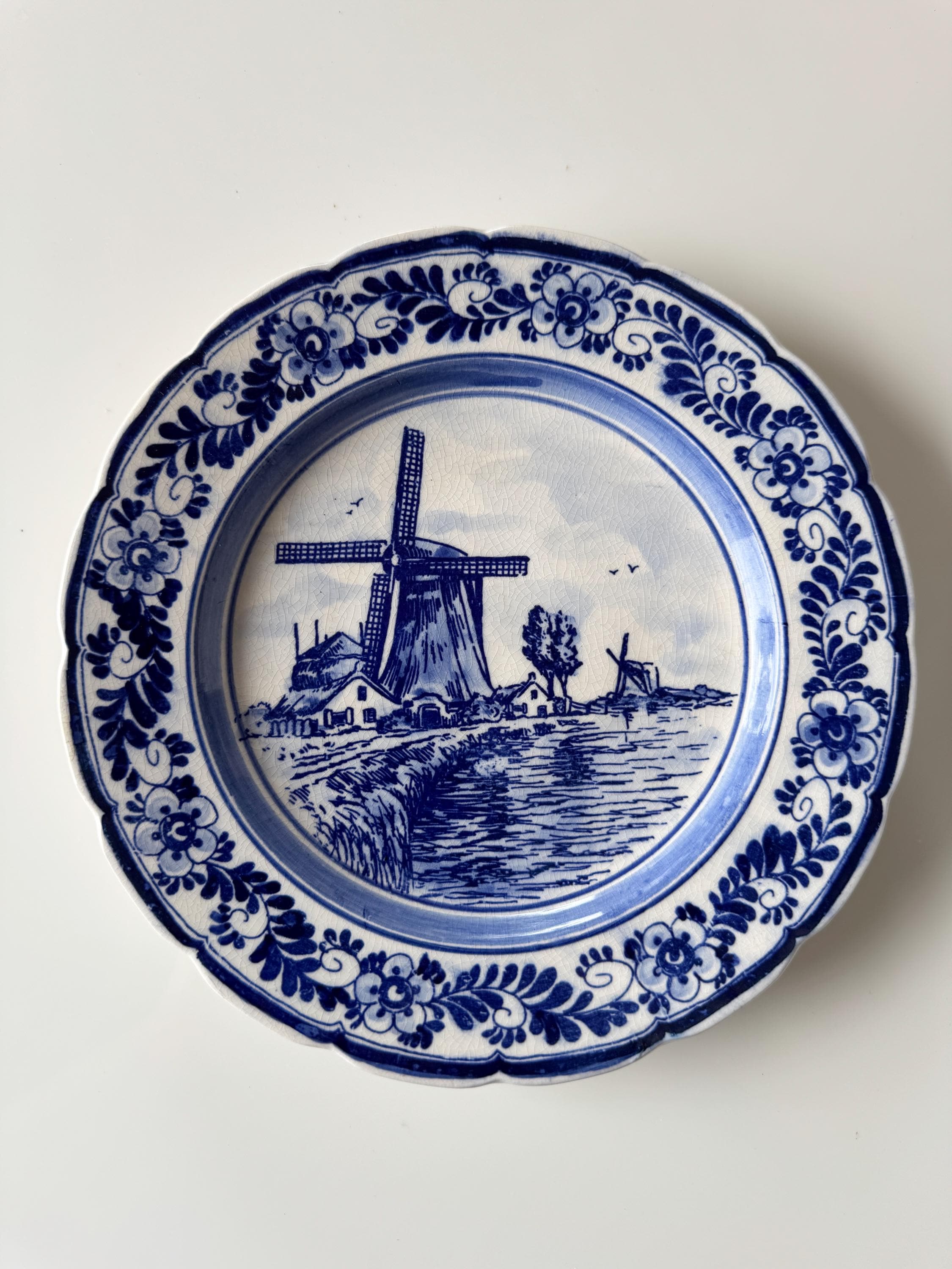 Vintage Hand Painted Delft Blue by DBL Wall Plate With Windmill Pattern ...