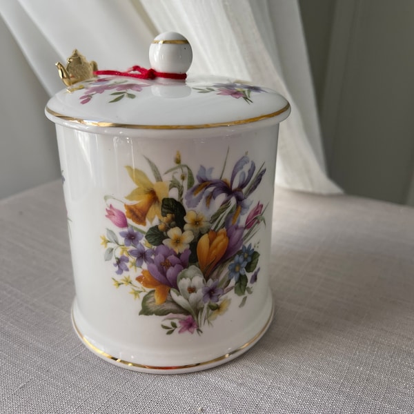 VTG Fortnum & Mason Floral Ceramic Sugar Pot Condiment Marmalade Jam Jar England