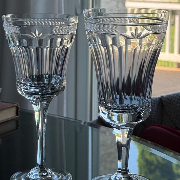 Choice of Elegant Vintage Marked Gorham Crystal Patrician - Set of 4 Short Stem Iced Tea Goblet 8" or Set of 4 Long Stem Goblet 7.7"
