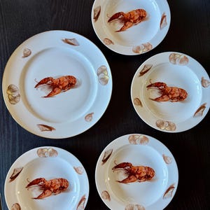 Vintage Porcelain Lobster Plates - Etsy