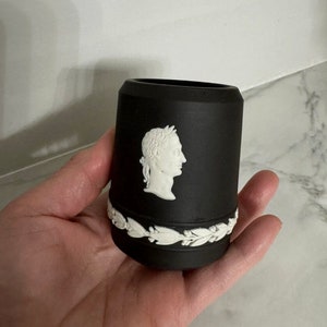 1971 Wedgwood Black Basalt Jasperware Miniature Vase, Neoclassical