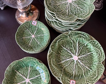 Choice of Bordallo Pinheiro Embossed Cabbage Leaf Green Dinner or Luncheon, Salad Plates