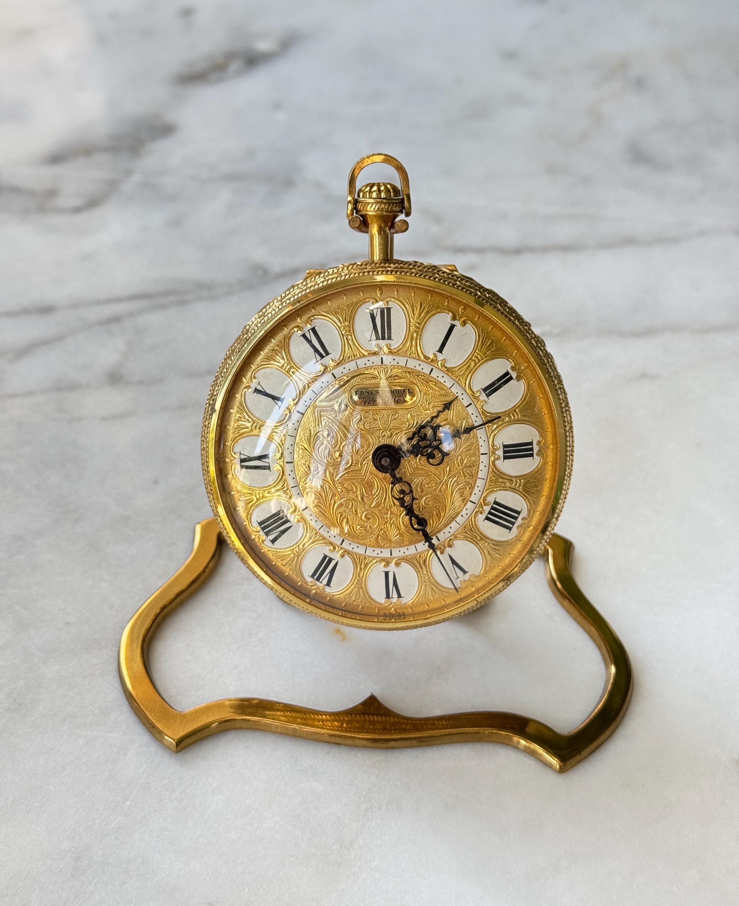 Antique Ernest Borel Versailles 8-day Desk Clock Pocket Watch W