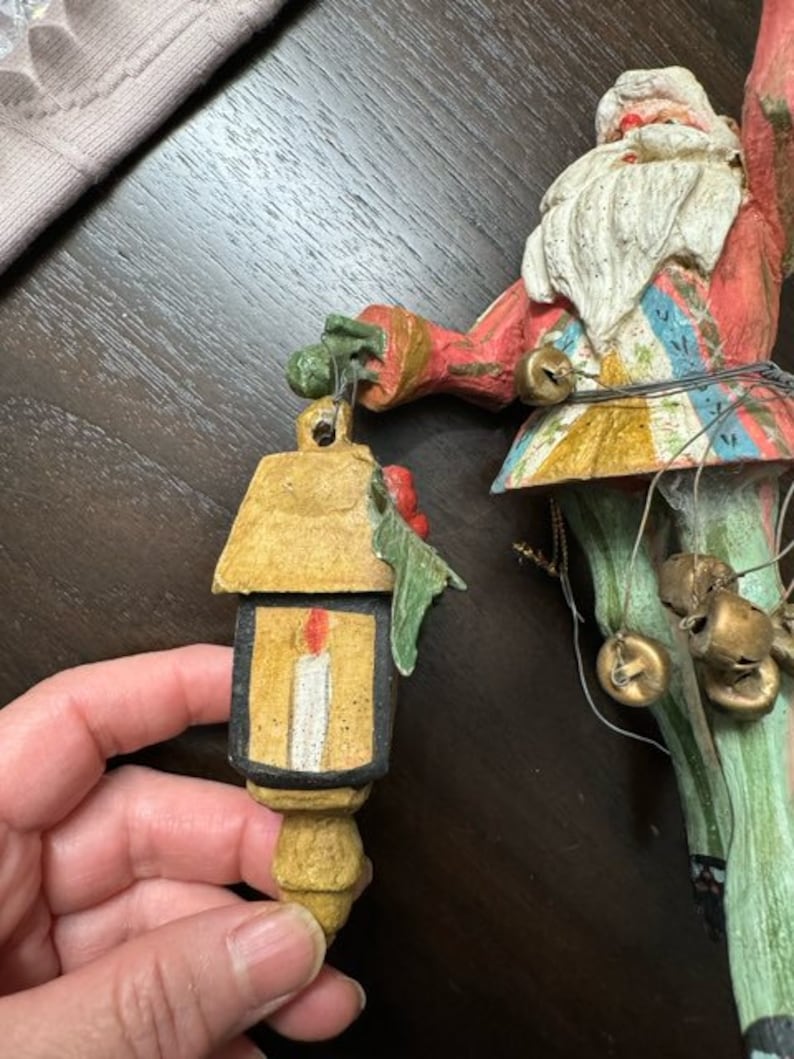 HOUSE OF HATTEN 1988 Christmas Ornament Flying Santa With Yellow Candle