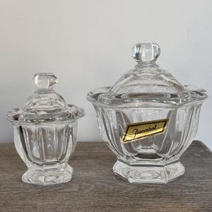 Pair of Vintage Baccarat Harcourt Missouri Crystal Jam or Mustard or Sauce Jars 5&quot; & 3&quot;