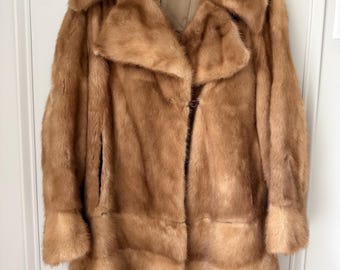 Abrigo o chaqueta vintage de piel de visón marrón auténtica para mujer, talla 29-20"L, ancho de axila a axila 23.25", de The Outlet Company, Provenza.