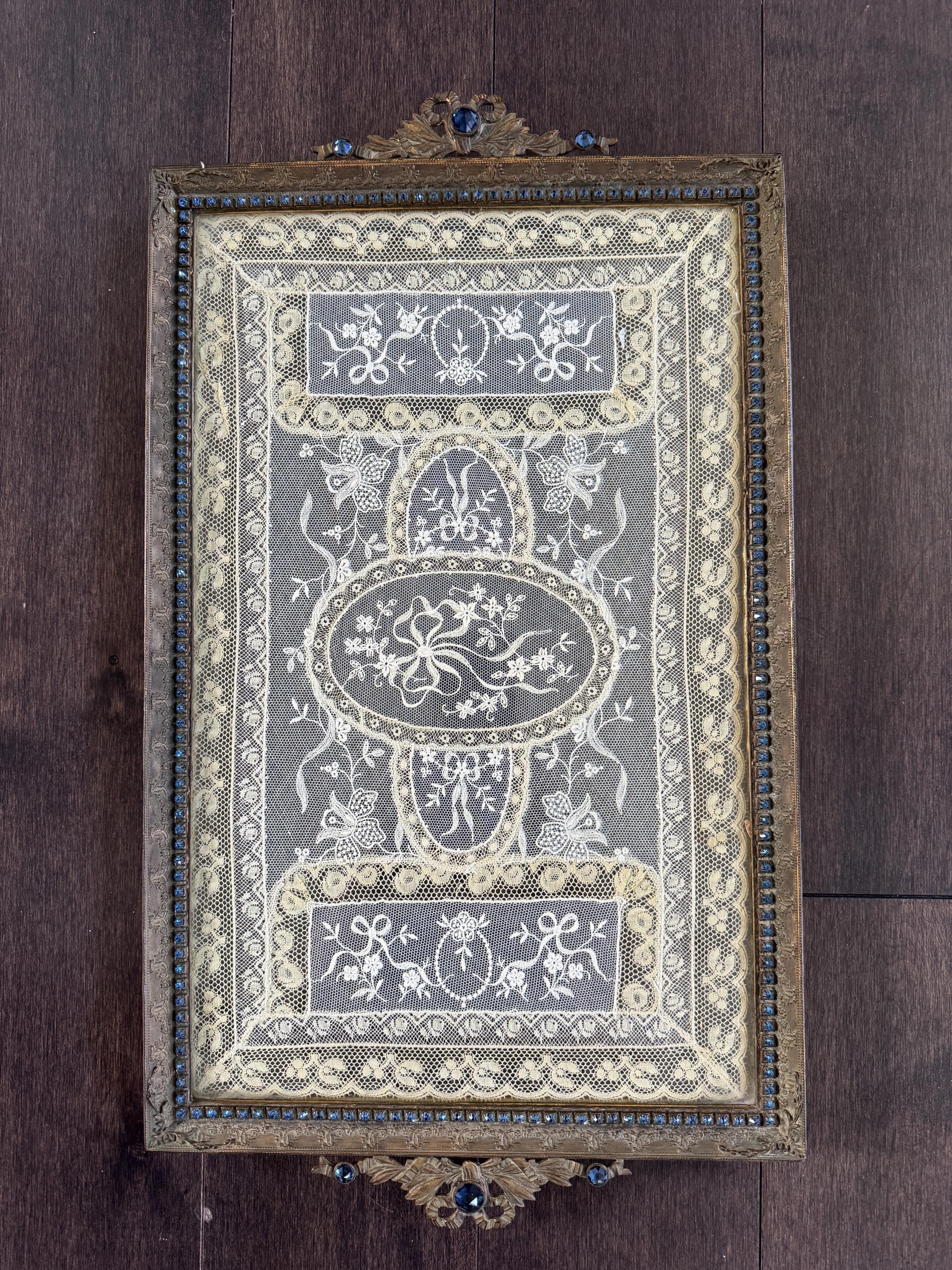 アンティーク雑貨 Empire Large Antique Empire Art Gold E & JB Brass Vanity Tray With