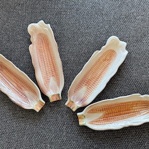 Set of 4 cream white Corn On The Cob Dishes Made in Portugal 9.5&quot;