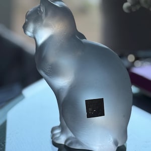 Lalique Frosted Cat Figurine - Etsy